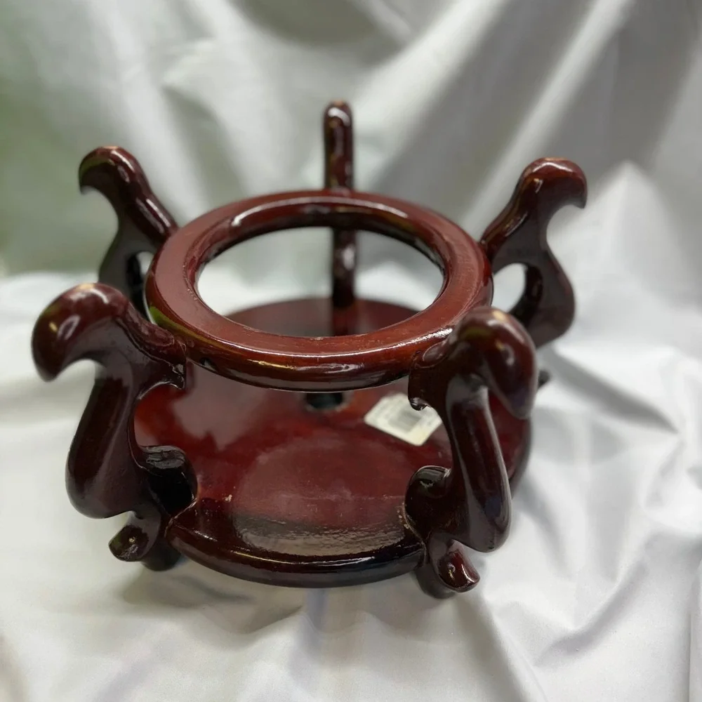 Rosewood Vase Stand Unisex Medium Dark Brown Good Carved 5-Leg Pedestal